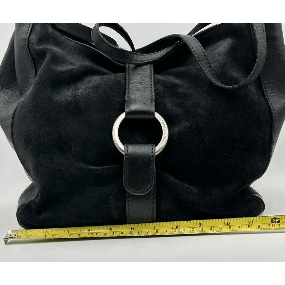 Michael Kors Quincy Large Shoulder Tote in Suede and Leather Black